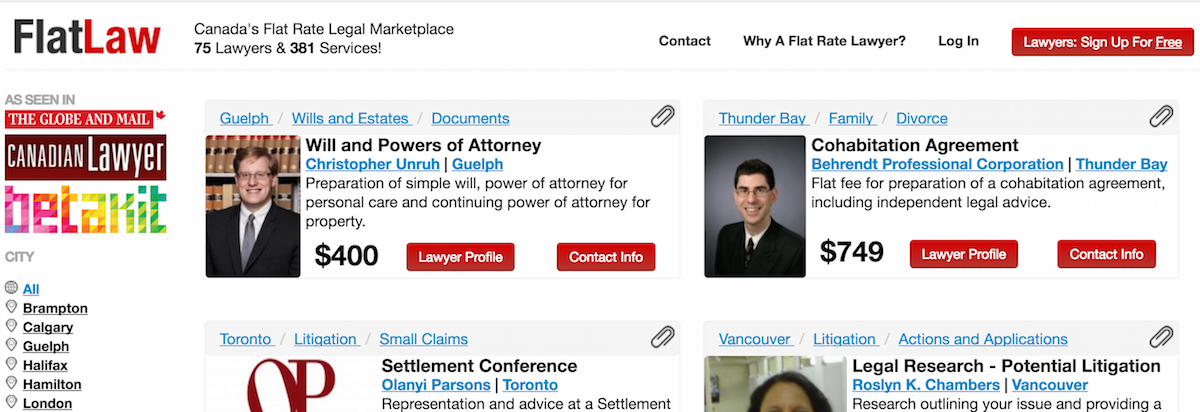 Screenshot of FlatLaw.ca